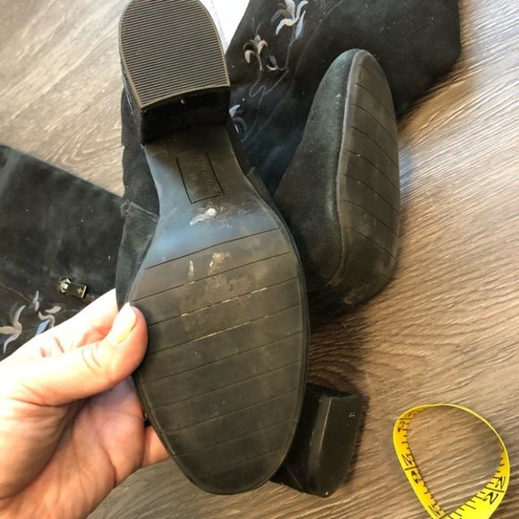 Kenneth Cole Reaction Black Over the Knee Boots with Floral Design - Picture 9 of 9